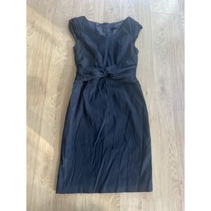 WHBM White House Black Market Taffeta‎ Sheath Dress 4 Black Retro Cocktail LBD